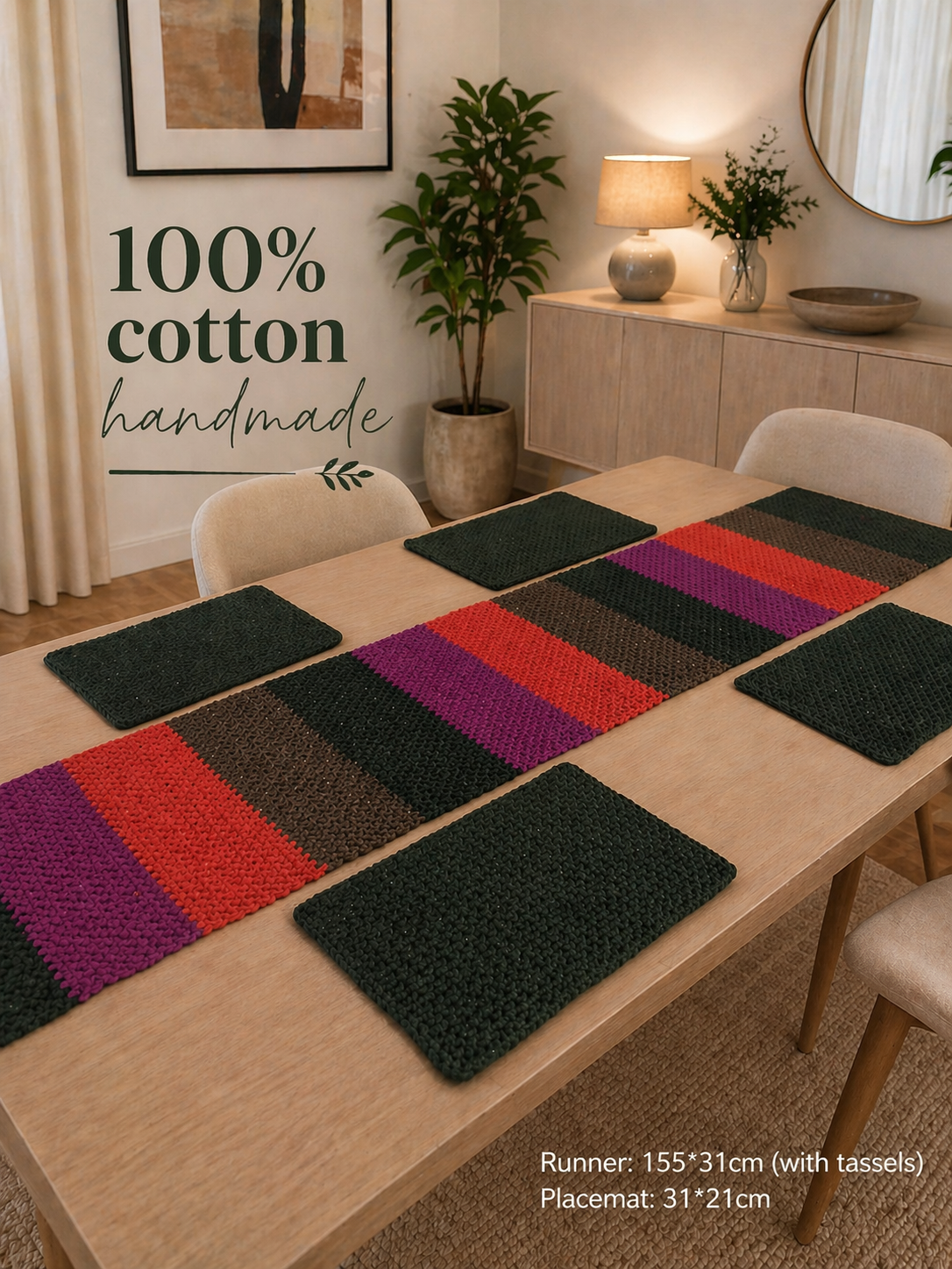 "Ovela Spice Set" Table runner with 4 placemats set