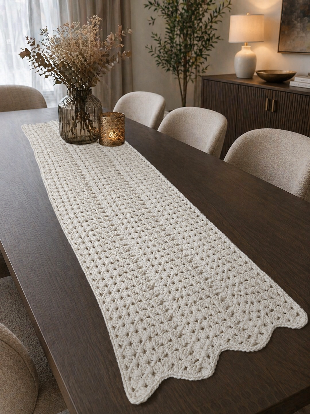 "Ovela Ivory" Off-white table runner