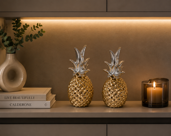 Ovela Tropy Pineapples(Silver with Gold) -  قطعتين أو 3 ديكور أناناس (فضي مع ذهبي) 
