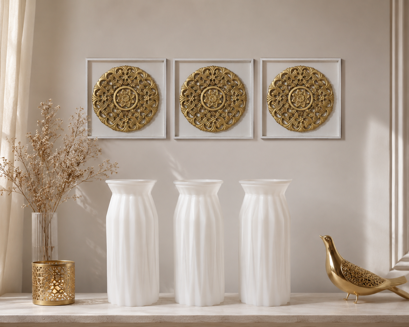Ovela Azalea Wall decor with Verve Vases