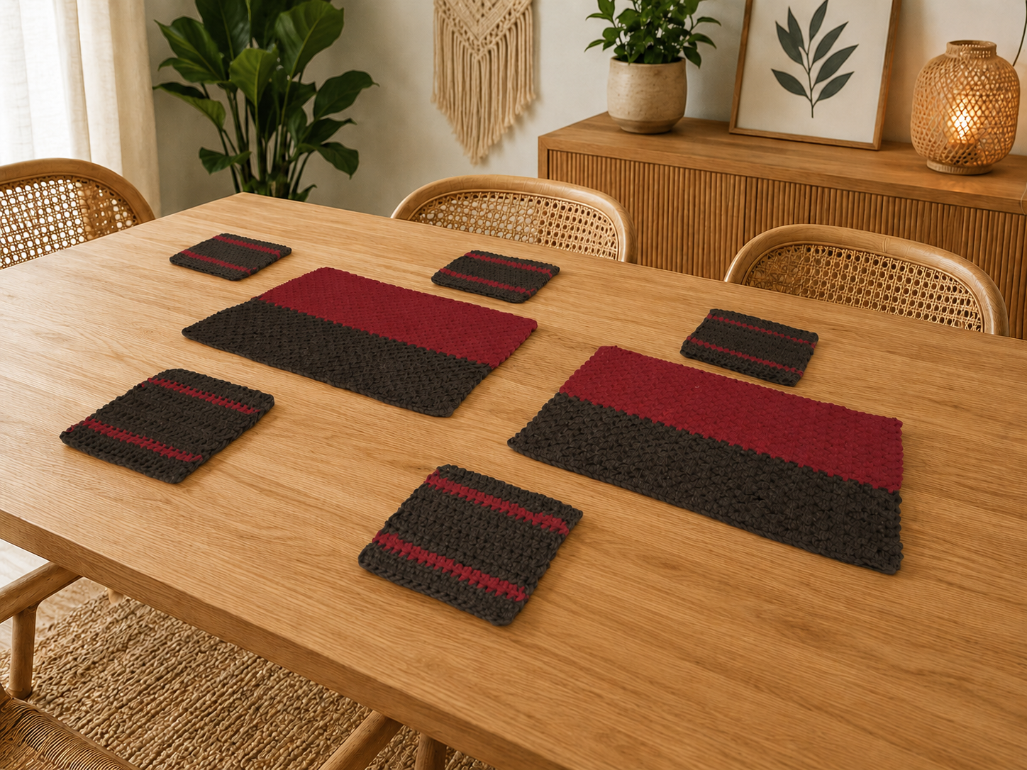 Ovela Ember Weave 2 placemats & 4 or 5 coasters set (6 or 7 items)