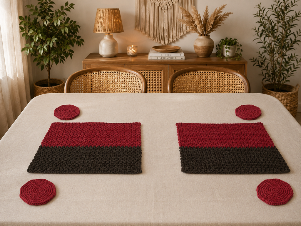 Ovela Ember Weave placemat & coasters set (6 items)