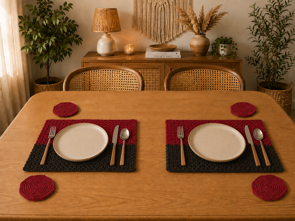 Ovela Ember Weave placemat & coasters set (6 items)