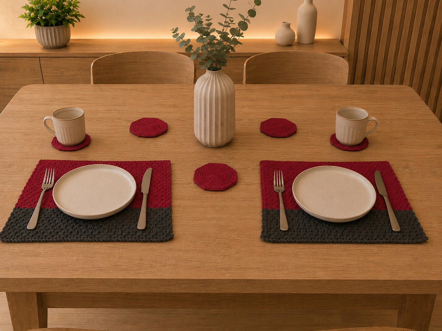 Ovela Ember Weave placemat & coasters set (7 items)