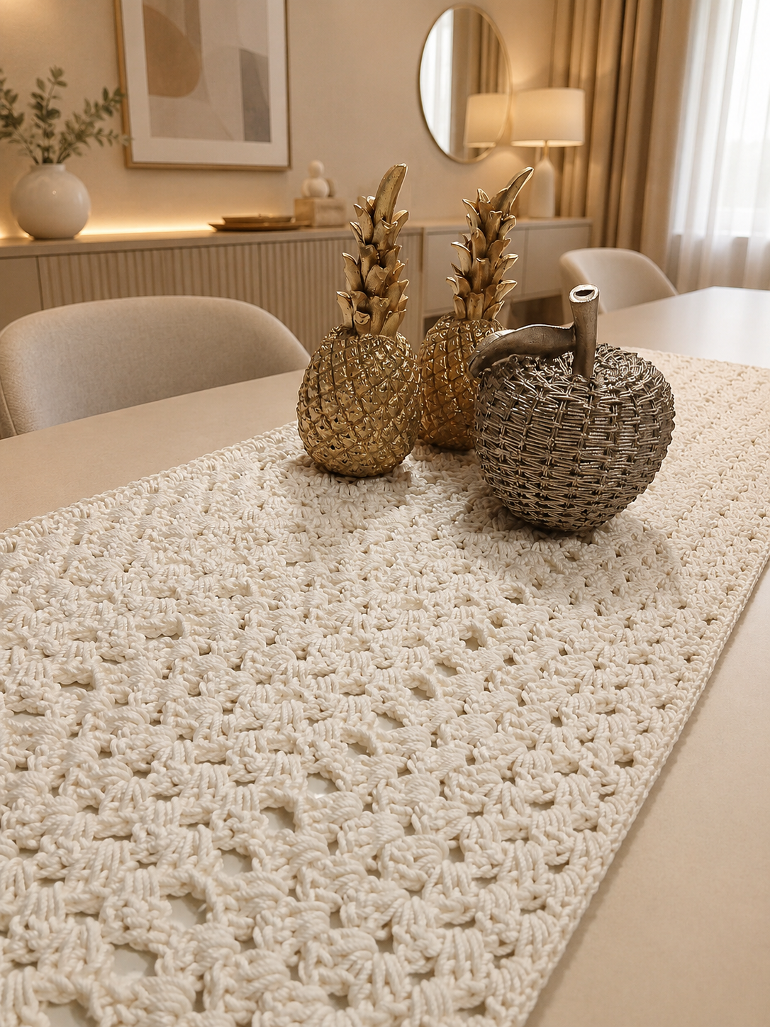 "Ovela Ivory" Off-white table runner