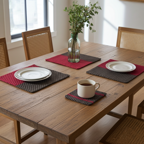 Ovela Ember Weave 2 placemats & 4 or 5 coasters set (6 or 7 items)