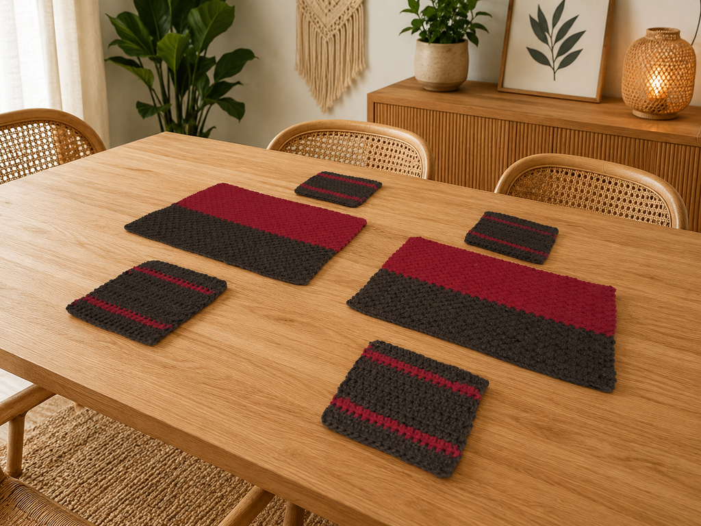 Ovela Ember Weave 2 placemats & 4 or 5 coasters set (6 or 7 items)