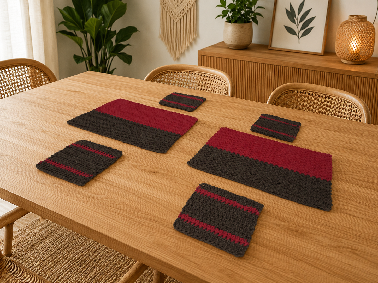 Ovela Ember Weave 2 placemats & 4 or 5 coasters set (6 or 7 items)