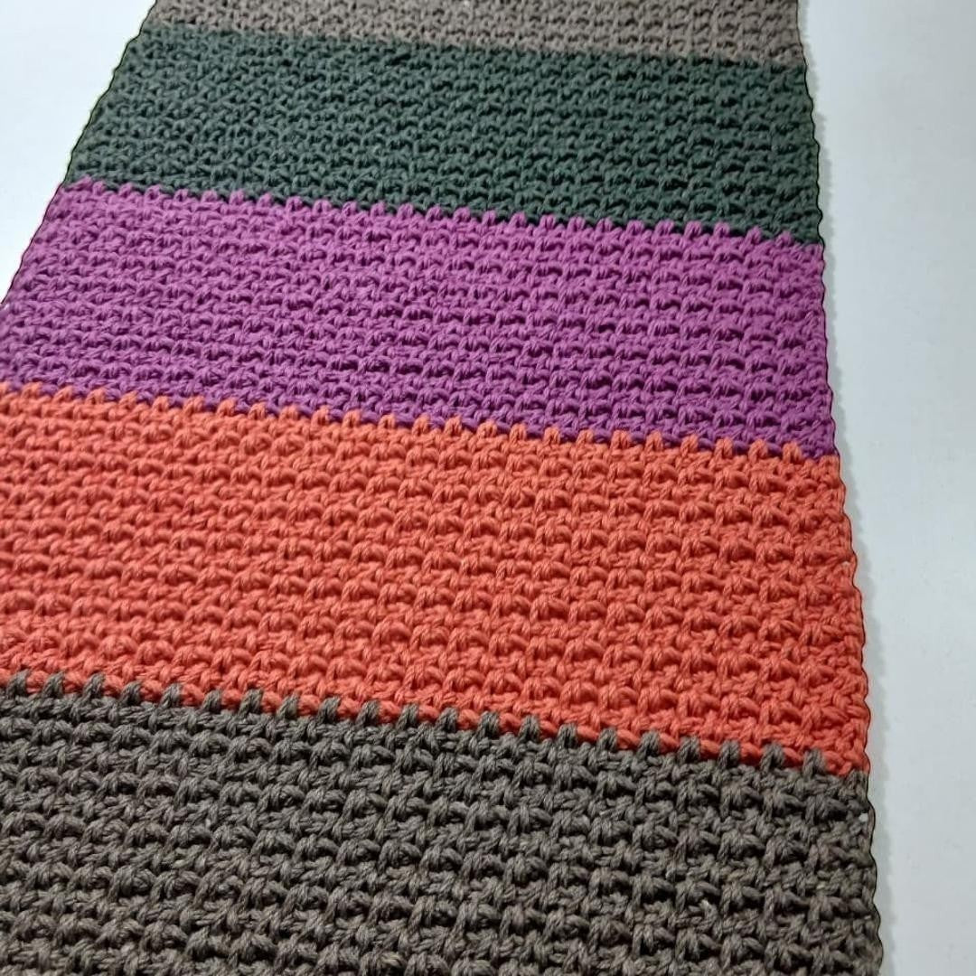 Colorful , boho, modern, handmade table runner,  close look image