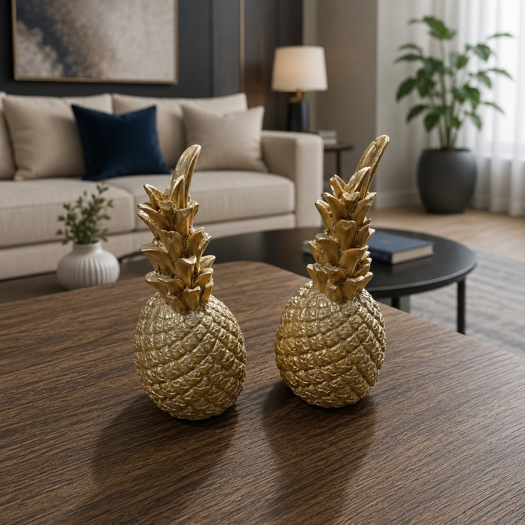 gold, decorations, pineapples, artisan decor, modern decor, elegant decor