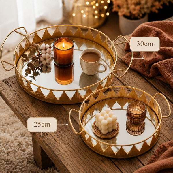 Amara Gold Mirror Tray – Available as 1 Tray or Set of 2