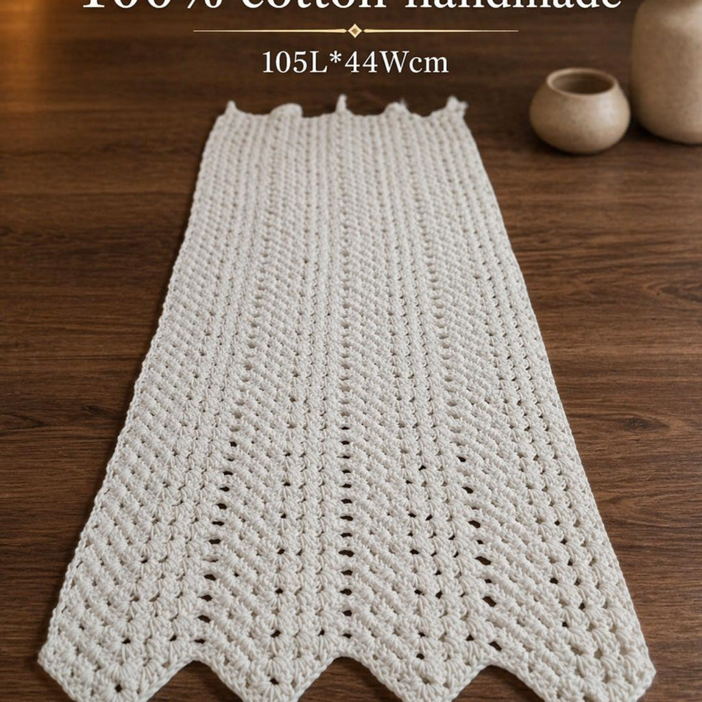 Handmade ,"Ovela Ivory" white table runner