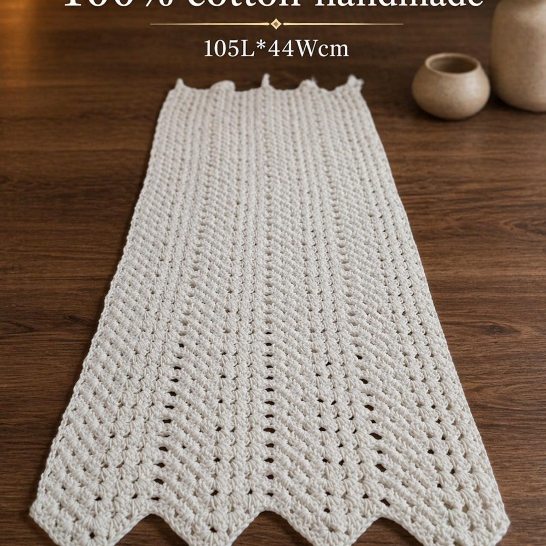 Handmade ,"Ovela Ivory" white table runner