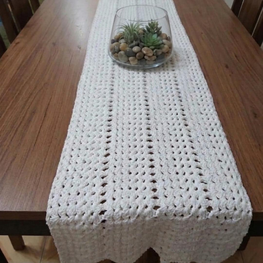 Handmade ,"Ovela Ivory" white table runner