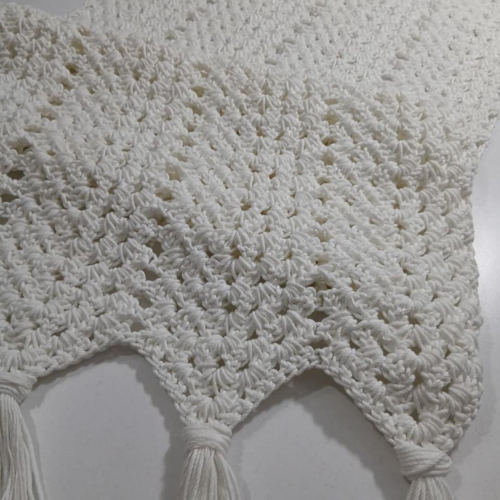 Handmade ,"Ovela Ivory" white table runner