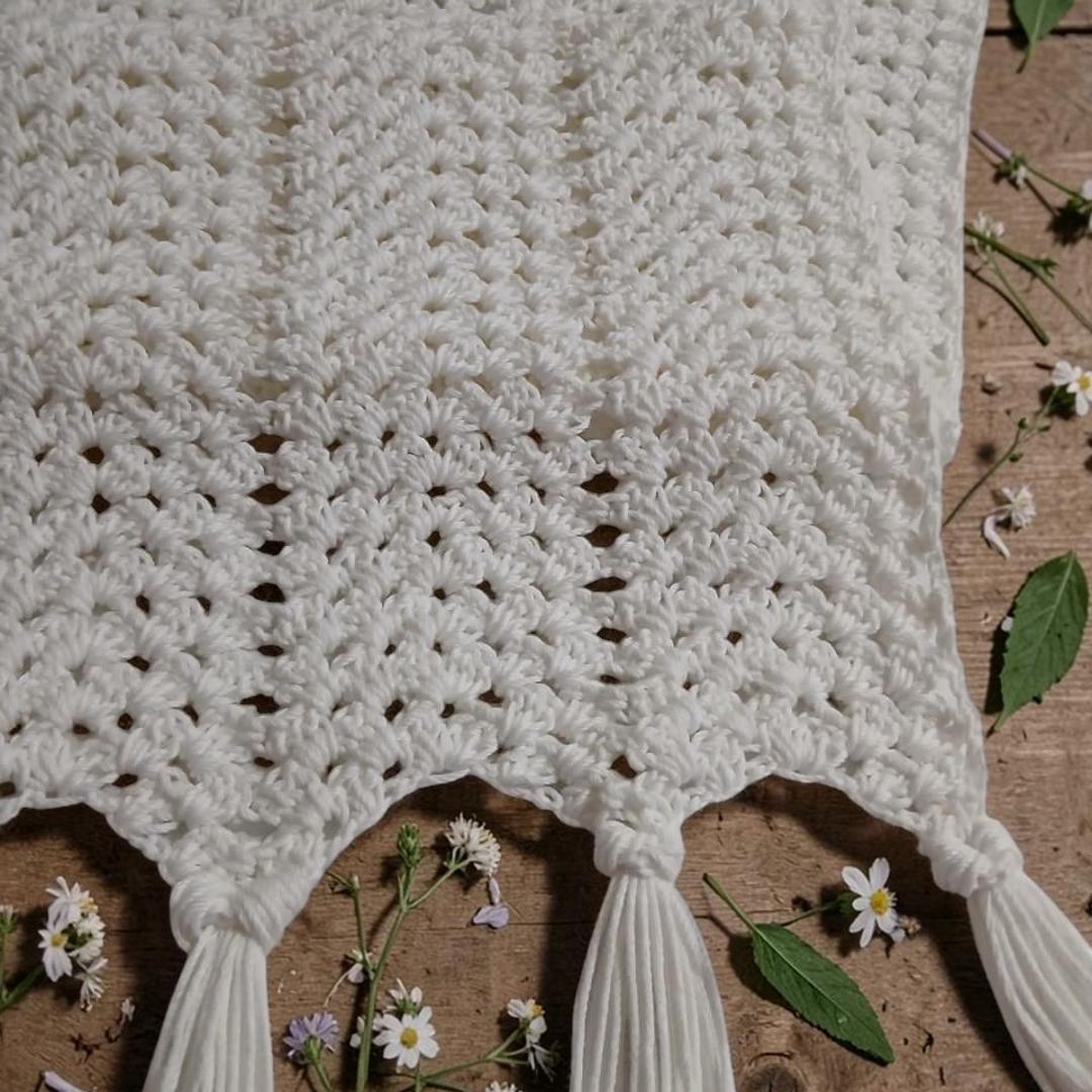Handmade ,"Ovela Ivory" white table runner