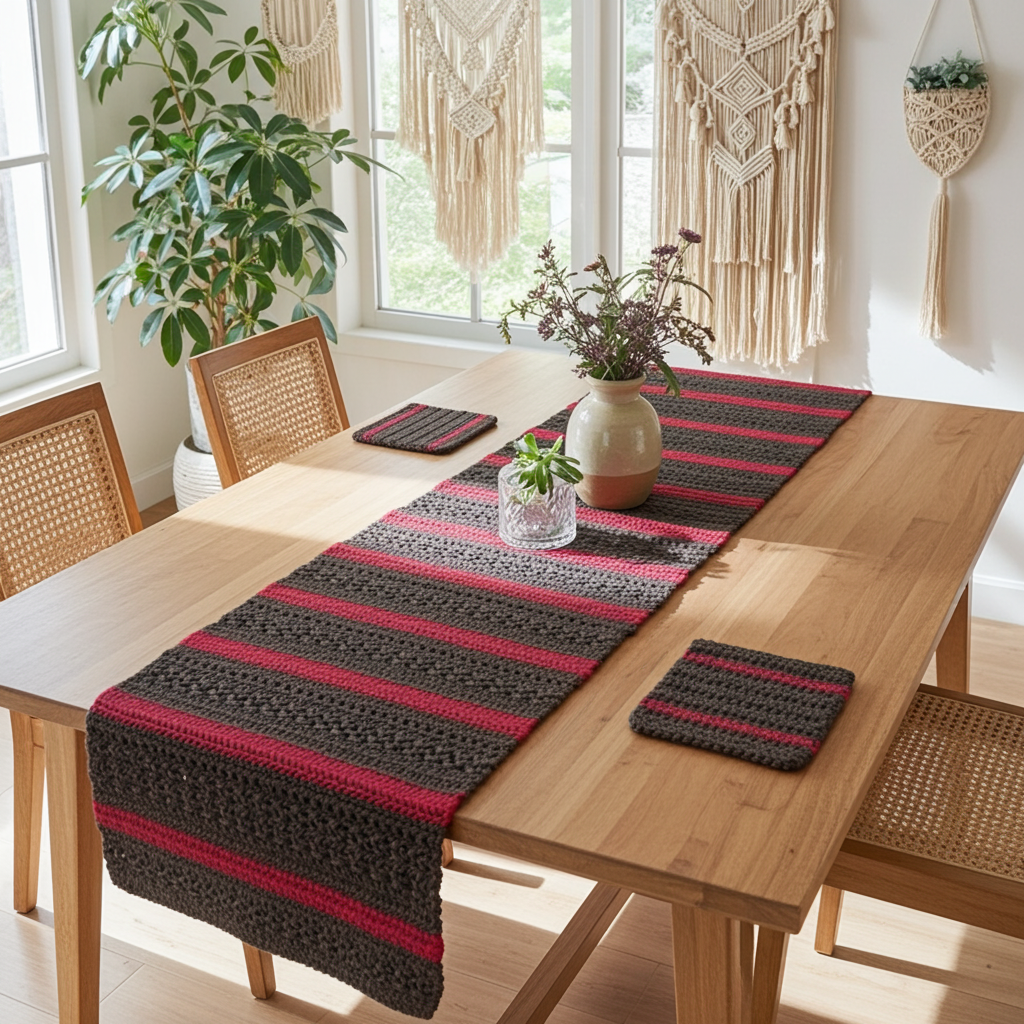 Ovela Rouge table runner with coasters set (runner+ 4 coasters)