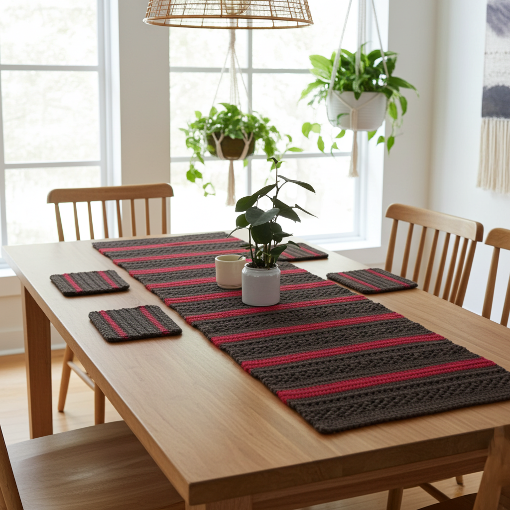 Ovela Rouge table runner with coasters set (runner+ 4 coasters)