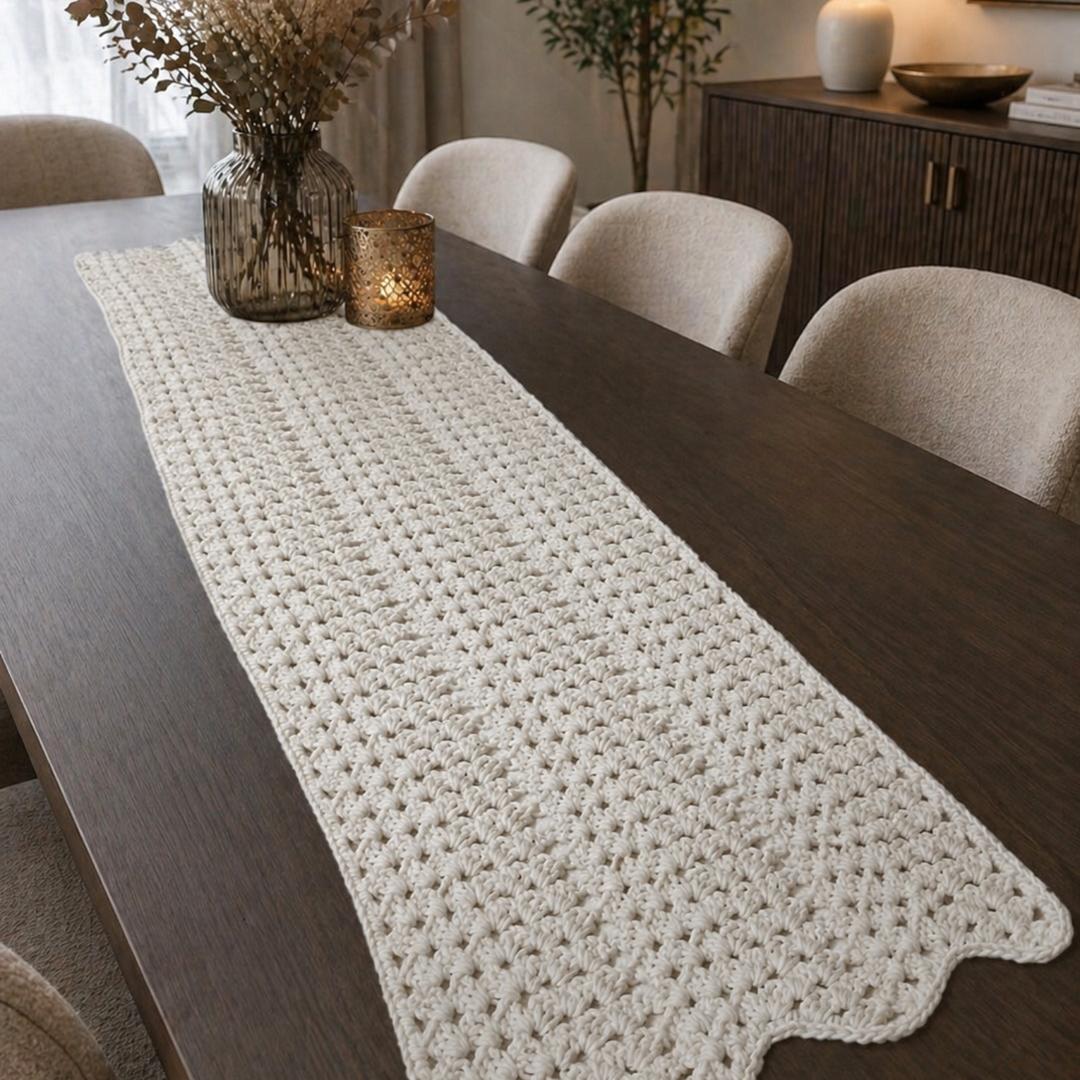 "Ovela Ivory" Off-white table runner